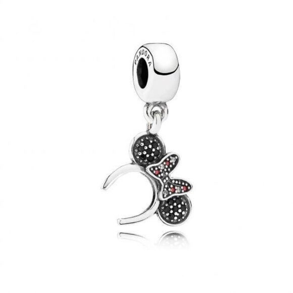 Disney Minnie headband silver dangle with black crystal, red and clear cubic zir - Picture 1 of 4